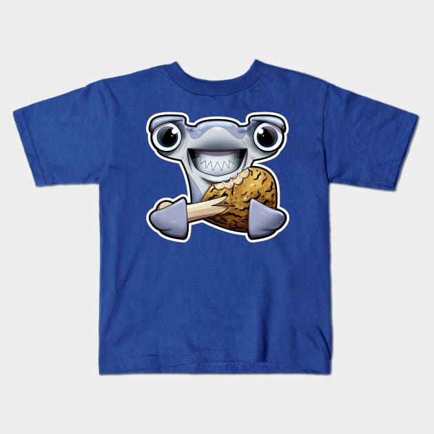 SNAX Hammerhead eating chicken Kids T-Shirt by SilverBaX